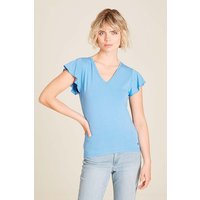 tranquillo Bio-Damen-T-Shirt mit Volant-Ärmel, marina, Gr. L