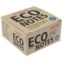 memo Haftnotiz-Quader 400 Blatt 75 x 75 mm, grün/gelb/rosa/blau im Recyclingkarton – Ansicht 1