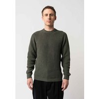 MELA Bio-Herren-Strickpullover 'RAVI' mit Rundhalsausschnitt, grün melange, Gr. XL