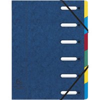 8 Exacompta Ordnungsmappen aus Colorspan, 425 g/m², DIN A4, Gummizug, 6 Fächer, blau