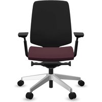 Profim Bürodrehstuhl "LIGHT UP" mit Armlehnen, Gestell: silber, Sitz: bordeaux – Ansicht 1