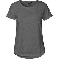 Neutral Bio-Damen-T-Shirt mit Roll-Up-Ärmeln, dark heather, Gr. L – Ansicht 1
