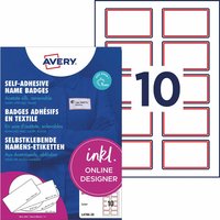 Avery Zweckform Selbstklebende Namens-Etiketten Laser "L4786" 200 Stk. 80x50mm, weiß/rot – Ansicht 1