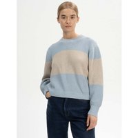 MELA Bio-Damen-Strickpullover 'ADAH' mit Rundhalsausschnitt, cloudy blue/kiesel, Gr. L – Ansicht 1