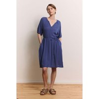 tranquillo Damen-Midi-Kleid "Saraah" aus Crinkle-Viskose, indigo blue, Gr. 36