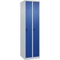 C+P Spind Classic PLUS, 2 Abteile, 1850x500x500mm, Lichtgrau/Enzianblau – Ansicht 1