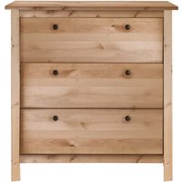 Kommode "Solvita" mit 3 Schubladen, B 91 x T 40 x H 91 cm, Kiefer gelaugt