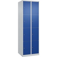 C+P Schließfachschrank Classic PLUS, 8 Fächer, 1850x600x500mm, Lichtgrau/Enzianblau – Ansicht 1