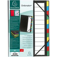 6 Exacompta Ordnungsmappen, DIN A4, Gummizug, dehnbarer Rücken, 12 Fächer, schwarz