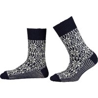 Hirsch Natur Unisex-Wollsocken 'Norweger Sternenmuster' blau/natur, Gr. 42/43