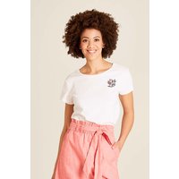 tranquillo Bio-Damen-T-Shirt mit floraler Stickerei, white, Gr. L