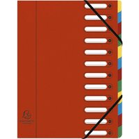 6 Exacompta Ordnungsmappen aus Colorspan, 425 g/m², DIN A4, Gummizug, 12 Fächer, rot – Ansicht 1