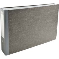 4 Exacompta Ordner Standard "Marmoriert", 2 Ringe, DIN A3 quer, RB 80 mm, grau
