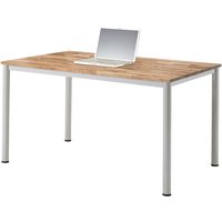 Schreibtisch "CONTACT Base" höheneinstellbar, 120 x 80 cm, silber, Eiche geölt – Ansicht 1
