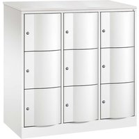 Schließfachschrank 3 Türme, H1950xB1148xT540mm, 3er, Verkehrsweiß – Ansicht 1