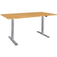 memo Höhenverstellbarer Schreibtisch "ON" grau, Buche massiv, B 110 x T 70 cm