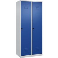 C+P Spind Classic PLUS, 2 Abteile, 1850x800x500mm, Lichtgrau/Enzianblau – Ansicht 1