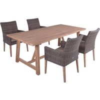 Gartenmöbel-Set "OAKLAND/NORVELL 01" 5-tlg. 1 Tisch Akazie, 4 Sessel KSgefl. hellbraun