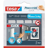 tesa Selbstklebendes Klettband "Powerstrips CLICK" medium, bis 5,4 kg, 4er-Pack – Ansicht 1