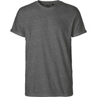Neutral Bio-Herren-T-Shirt mit Roll-Up-Ärmeln, dark heather, Gr. L – Ansicht 1