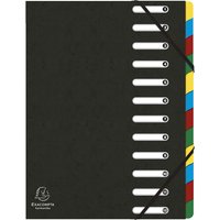 6 Exacompta Ordnungsmappen aus Colorspan, 425 g/m², DIN A4, Gummizug, 12 Fächer, schwarz