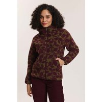 tranquillo Damen-Teddy-Fleecejacke "Alinaa" mit Kapuze, burgundy botanics, Gr. M – Ansicht 1