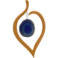 Dekoanhänger "Lindenblatt" aus Holz mit Aufhängungsfaden, blau