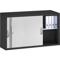 Aufsatzschrank Schiebetürenschränke aus Stahl 160 cm breit anthrazit/alusilber T 50 H 79 – Ansicht 1