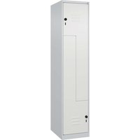C+P Z-Spind Classic PLUS, 2 Fächer, 1850x400x500mm, Lichtgrau/Verkehrsweiß – Ansicht 1