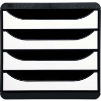 Exacompta Schubladenbox Big Box Plus "Glossy", DIN A4+, 4 Schubladen offen, weiß – Ansicht 1