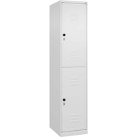 C+P Doppelstock-Spind Classic PLUS, 2 Fächer, 1850x400x500mm, Verkehrsweiß/Verkehrsweiß – Ansicht 1