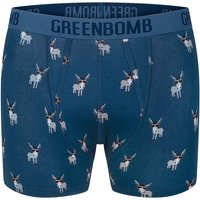 GREENBOMB Bio-Herren-Boxershort 'Funky Donkey 2', blau mix, Gr. M