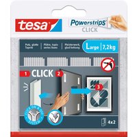 tesa Selbstklebendes Klettband "Powerstrips CLICK" large, bis 7,2 kg, 4er-Pack – Ansicht 1