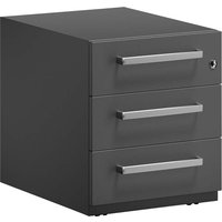 BISLEY Rollcontainer "Note" mit Griff, 3 Schubladen T 56,5 cm schwarz – Ansicht 1