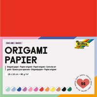 folia Faltblätter Origami Papier "Duo Uni" 80g/m², 19×19 cm, 96 Blatt, farbig sortiert – Ansicht 1