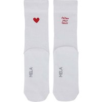 MELA 2er-Pack Bio-Socken "Herz folgen", weiß, Gr. 39/42