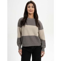 MELA Bio-Damen-Strickpullover 'ADAH' mit Rundhalsausschnitt, bear/kiesel, Gr. S