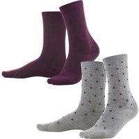 2er-Paar Living Crafts Bio-Damen-Socken "Bettina" dark prune/dots, Gr. 39/42 – Ansicht 1