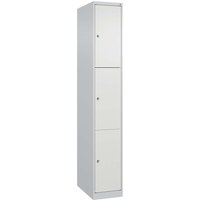 C+P Schließfachschrank Classic PLUS, 3 Fächer, 1850x300x500mm, Lichtgrau/Verkehrsweiß – Ansicht 1