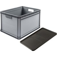 keeeper EURO-BOX "Robert" mit Deckel "Roberta", stapelbar, 60x40x32 cm, 64 l, grau – Ansicht 1