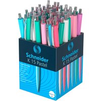 Schneider 50er-Set Kugelschreiber "K15 Pastell" sortierte Farben, Schreibfarbe blau