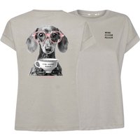 GREENBOMB Bio-Damen-T-Shirt 'Dog Coffee' mit Rücken-Print, sandstone, Gr. L