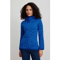 tranquillo Bio-Damen-Strickpullover mit verstellbarem Rollkragen, blue paisley, Gr. S