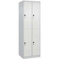 C+P Doppelstock-Spind Classic PLUS, 4 Fächer, 1850x600x500mm, Lichtgrau/Verkehrsweiß – Ansicht 1