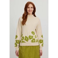 tranquillo Bio-Damen-Pullover mit dezentem Rollkragen, sand flowers, Gr. L