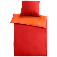 Cotonea Wendebettwäsche 'Edelbiber' aus Bio-Baumwolle 80 x 80 cm/135 x 200 cm rot/orange