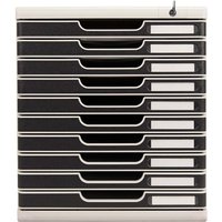 Exacompta Schubladenbox Modulo "Office", DIN A4+, 10 Schubladen, abschließbar, schwarz – Ansicht 1