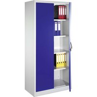 Flügeltürenschrank Lichtgrau/Enzianblau (BxTxH) 93x50x195cm – Ansicht 1