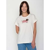 GREENBOMB Bio-Damen-T-Shirt "Hot Dog" mit abgesetzten Ärmeln, moonstone, Gr. M – Ansicht 1