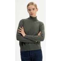 MELA Bio-Damen-Rollkragenpullover 'MAYURA' aus Feinstrick, grün melange, Gr. S – Ansicht 1